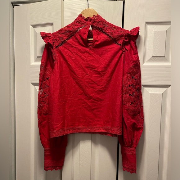 Farm Rio romantic red cotton blouse - Picture 6 of 9